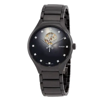 Rado True Round Secret Diamonds Automatic Black Dial Unisex Watch r27107732 (чёрный, mbz180555)-0